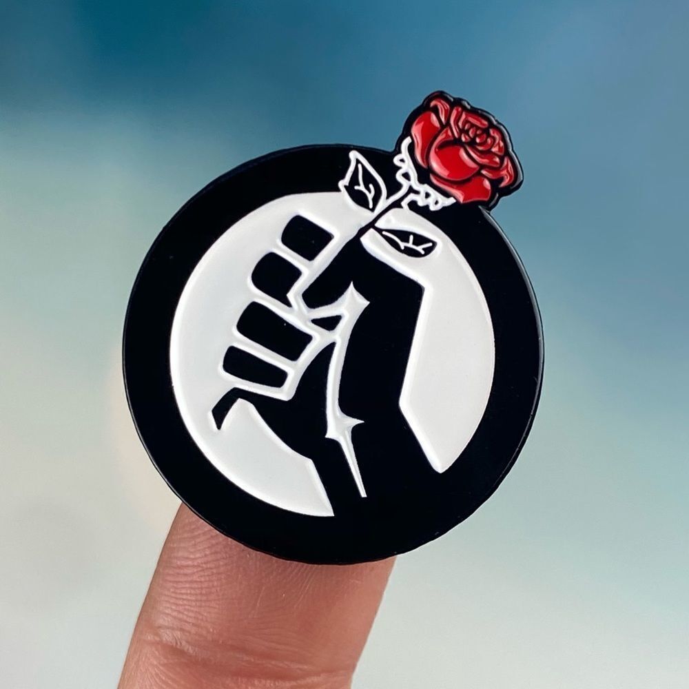 BLM Fist Red Rose Enamel Pin/ Brooch Lapel